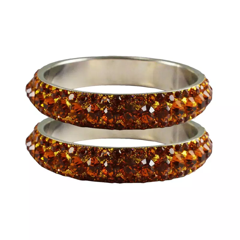 Orange Studded Jewellery Crystal Bangles And Bracelets