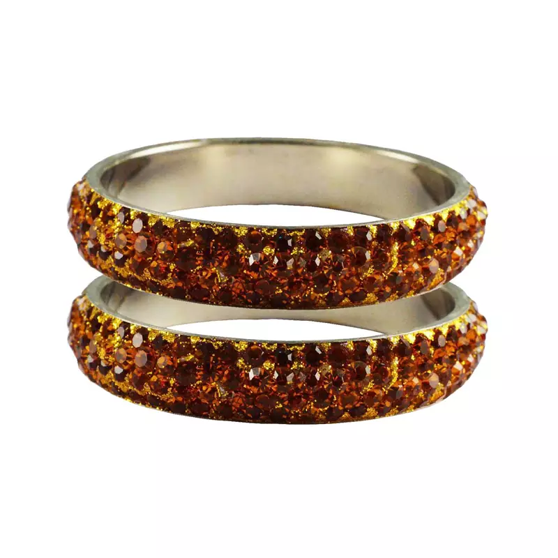 Orange Studded Jewellery Crystal Bangles And Bracelets