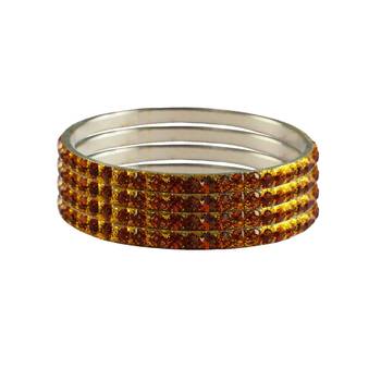Orange Studded Jewellery Crystal Bangles And Bracelets 1