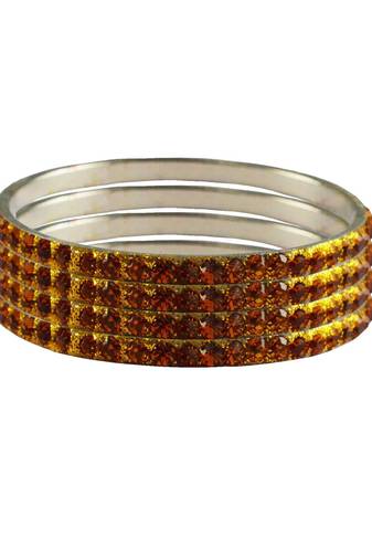 Orange Studded Jewellery Crystal Bangles And Bracelets