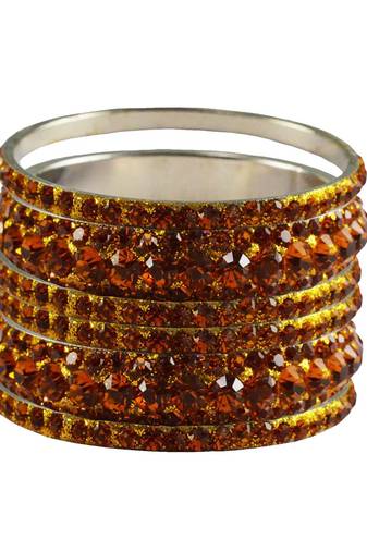 Orange Studded Jewellery Crystal Bangles And Bracelets