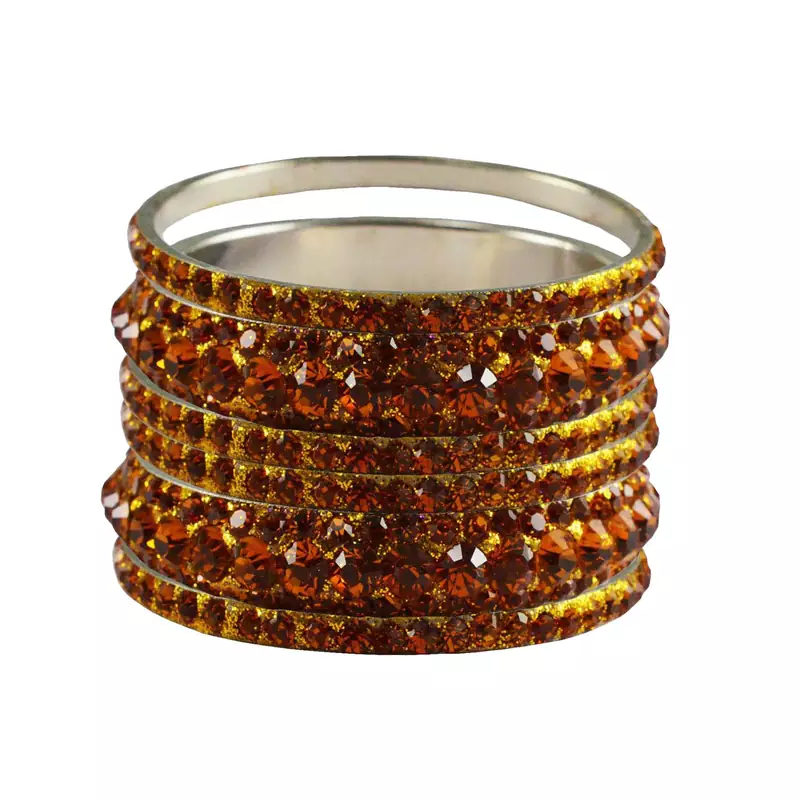 Orange Studded Jewellery Crystal Bangles And Bracelets