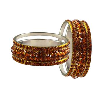 Orange Studded Jewellery Crystal Bangles And Bracelets 2