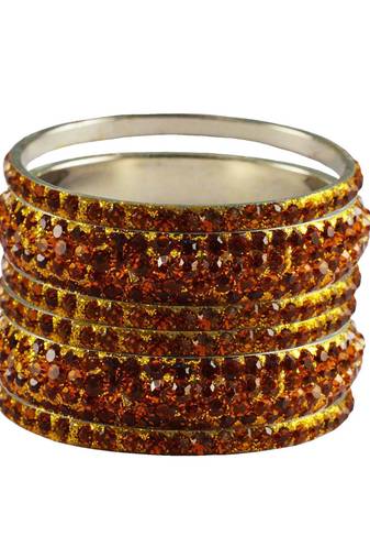 Orange Studded Jewellery Crystal Bangles And Bracelets