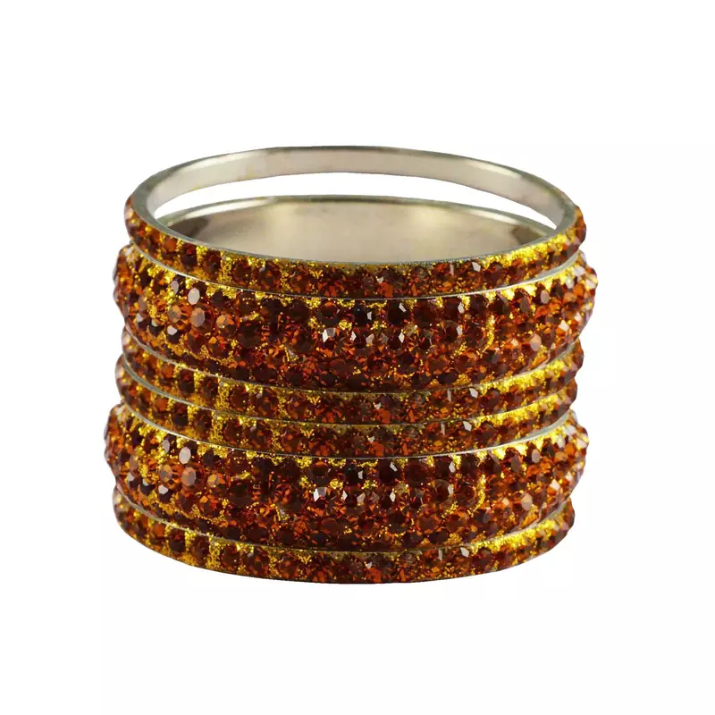 Orange Studded Jewellery Crystal Bangles And Bracelets