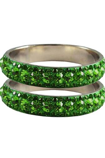 Green Studded Jewellery Crystal Bangles And Bracelets