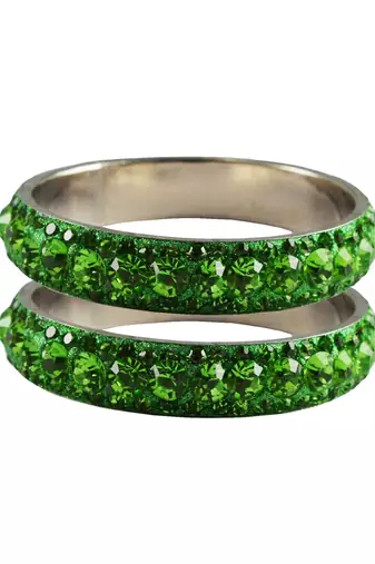 Green Studded Jewellery Crystal Bangles And Bracelets