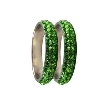 Green Studded Jewellery Crystal Bangles And Bracelets 2