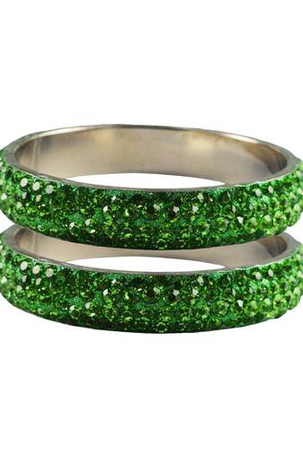 Green Studded Jewellery Crystal Bangles And Bracelets