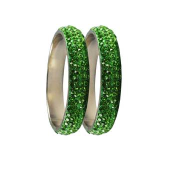 Green Studded Jewellery Crystal Bangles And Bracelets 2
