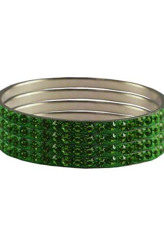 Green Studded Jewellery Crystal Bangles And Bracelets