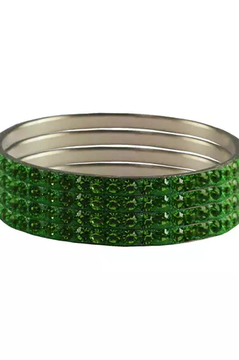 Green Studded Jewellery Crystal Bangles And Bracelets