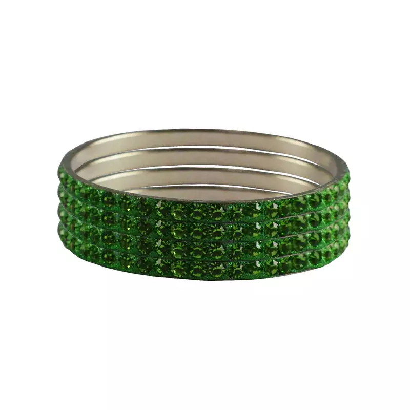Green Studded Jewellery Crystal Bangles And Bracelets