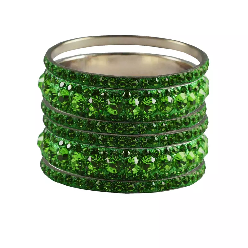 Green Studded Jewellery Crystal Bangles And Bracelets