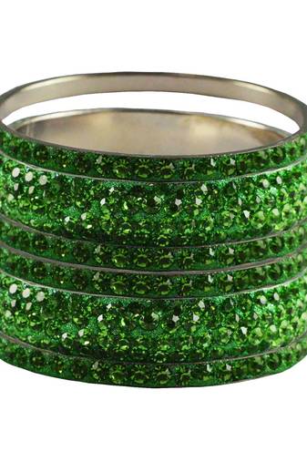 Green Studded Jewellery Crystal Bangles And Bracelets