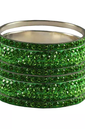Green Studded Jewellery Crystal Bangles And Bracelets