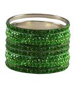 Green Studded Jewellery Crystal Bangles And Bracelets
