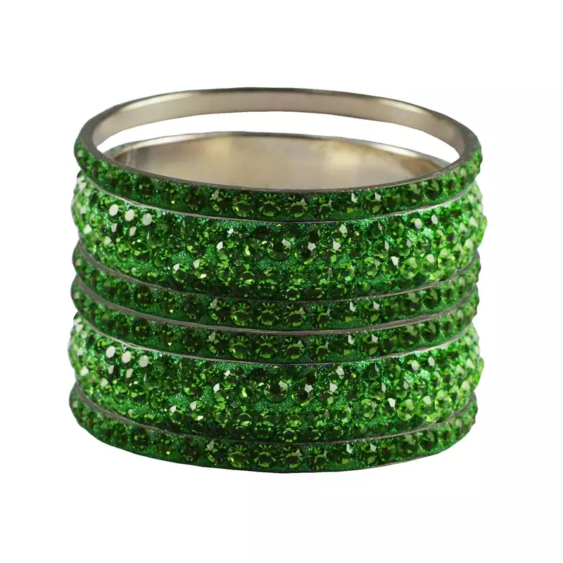 Green Studded Jewellery Crystal Bangles And Bracelets