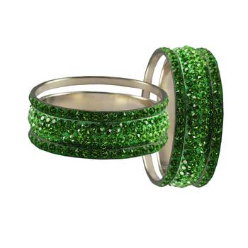 Green Studded Jewellery Crystal Bangles And Bracelets 2