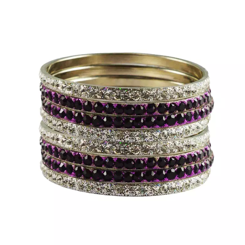 Purple Studded Jewellery Crystal Bangles And Bracelets