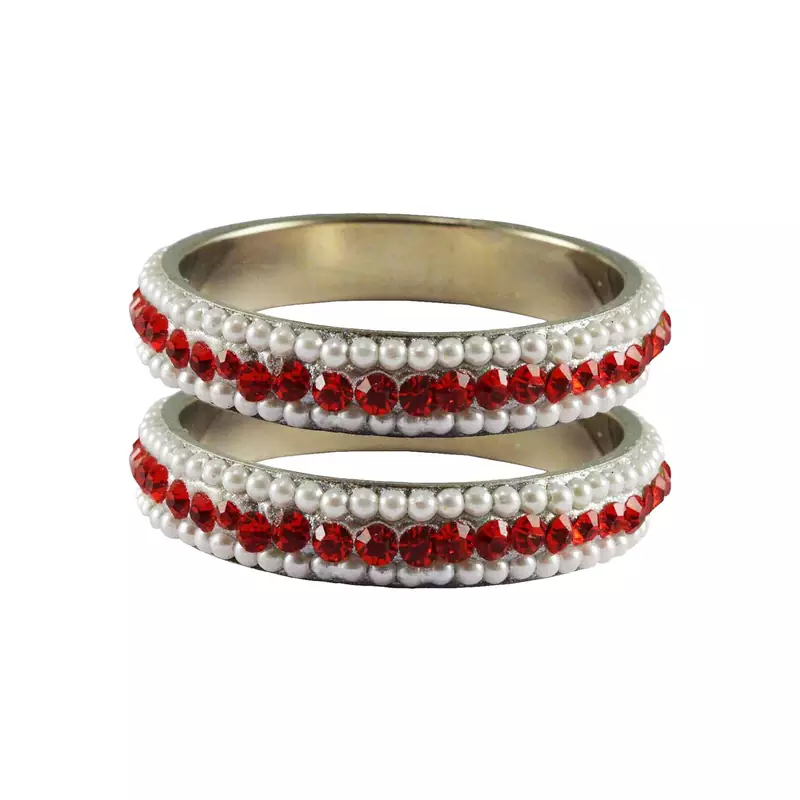 Red Studded Jewellery Crystal Bangles And Bracelets