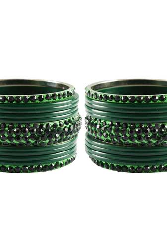 Green Studded Jewellery Crystal Bangles And Bracelets