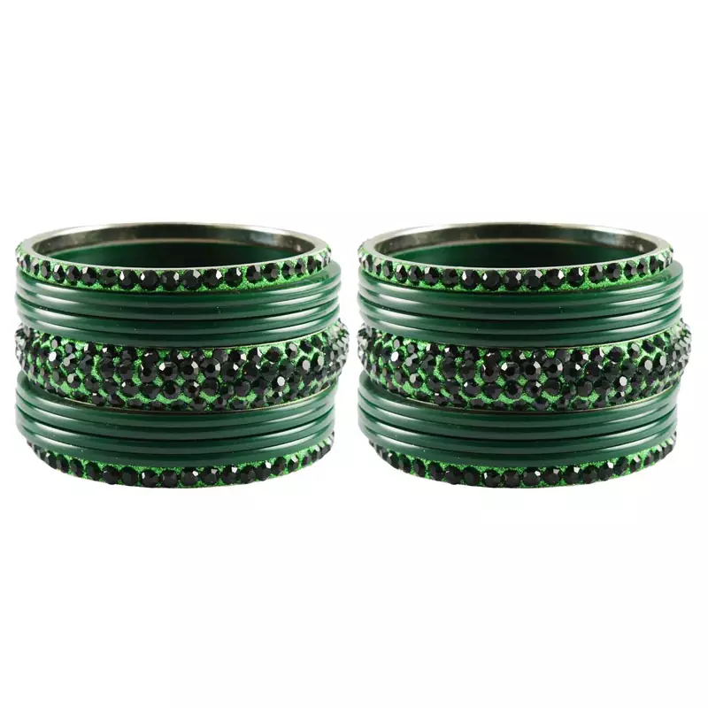 Green Studded Jewellery Crystal Bangles And Bracelets