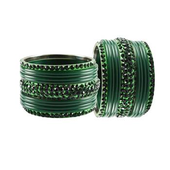 Green Studded Jewellery Crystal Bangles And Bracelets 2