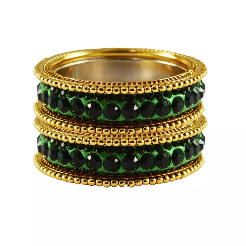 Green Studded Jewellery Crystal Bangles And Bracelets
