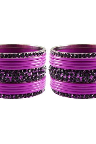 Purple Studded Jewellery Crystal Bangles And Bracelets