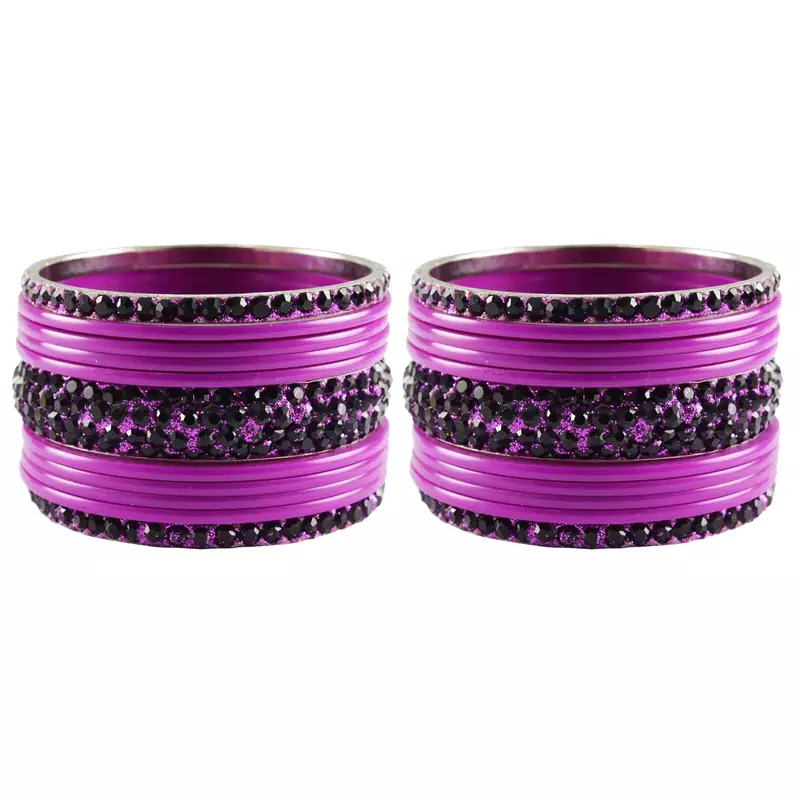 Purple Studded Jewellery Crystal Bangles And Bracelets