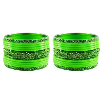 Green Studded Jewellery Crystal Bangles And Bracelets 1