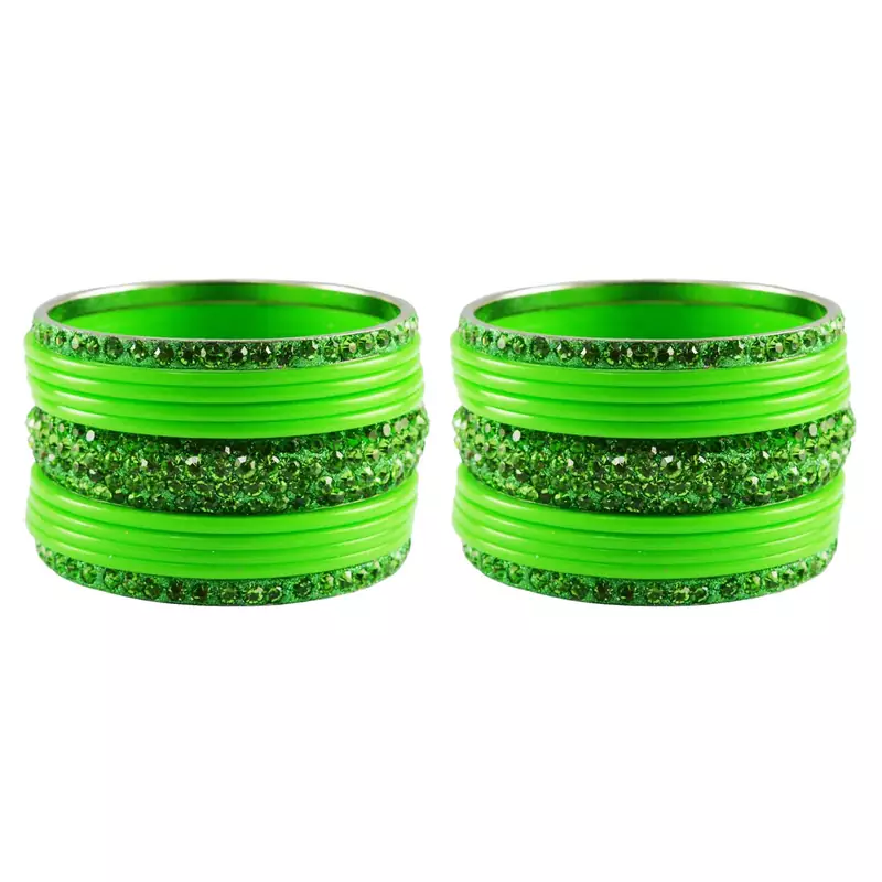 Green Studded Jewellery Crystal Bangles And Bracelets