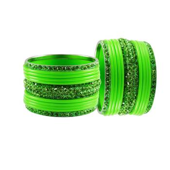 Green Studded Jewellery Crystal Bangles And Bracelets 2