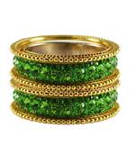 Green Studded Jewellery Crystal Bangles And Bracelets
