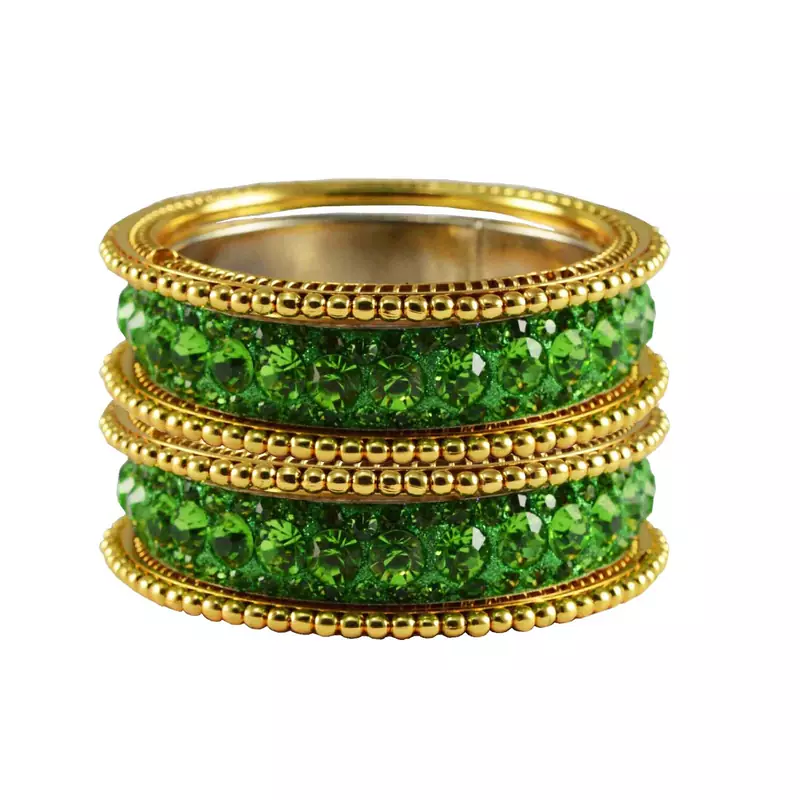 Green Studded Jewellery Crystal Bangles And Bracelets