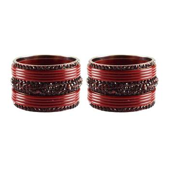 Maroon Studded Jewellery Crystal Bangles And Bracelets 1