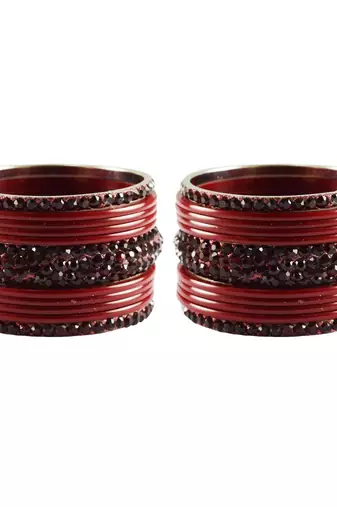 Maroon Studded Jewellery Crystal Bangles And Bracelets