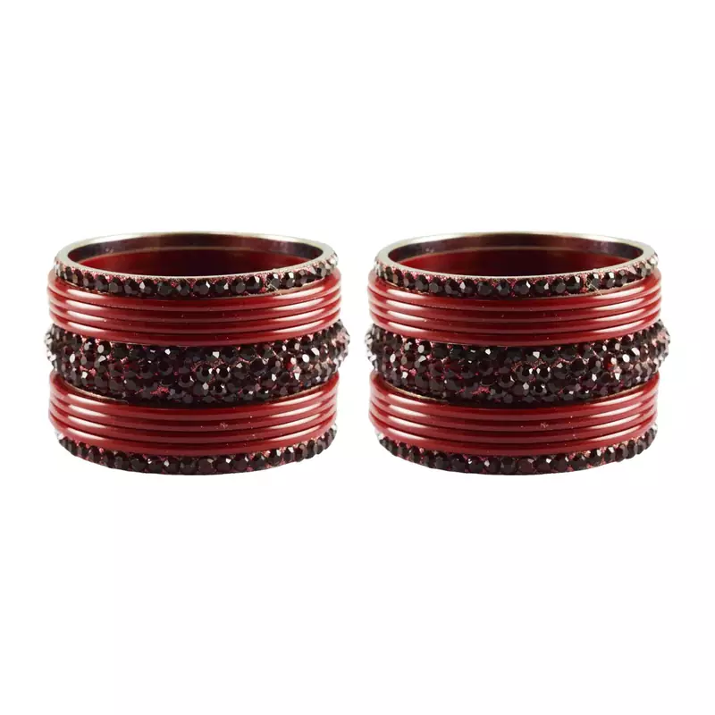 Maroon Studded Jewellery Crystal Bangles And Bracelets