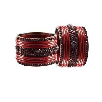 Maroon Studded Jewellery Crystal Bangles And Bracelets 2