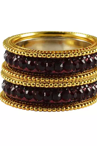 Maroon Studded Jewellery Crystal Bangles And Bracelets