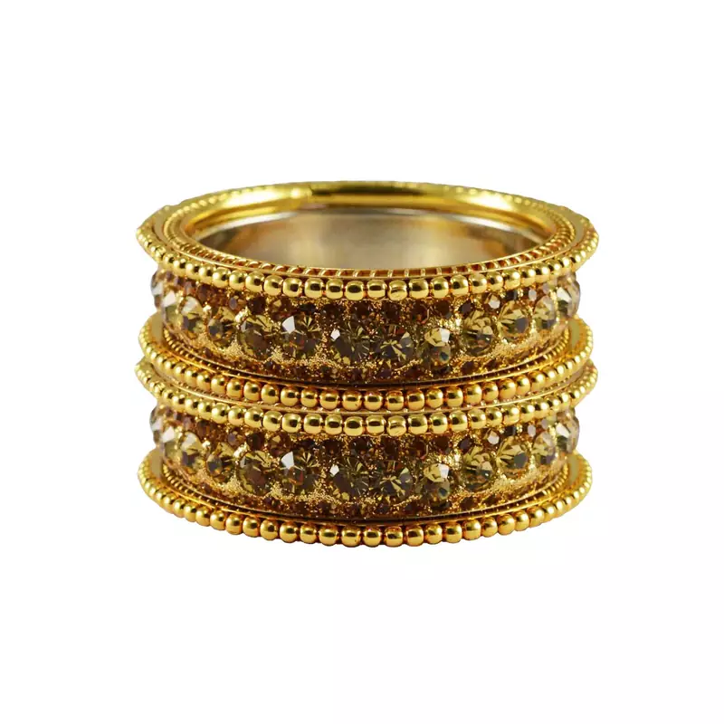 Gold Studded Jewellery Crystal Bangles And Bracelets