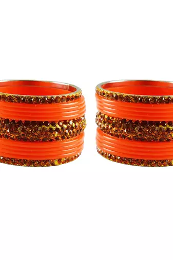 Orange Studded Jewellery Crystal Bangles And Bracelets