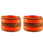 Orange Studded Jewellery Crystal Bangles And Bracelets