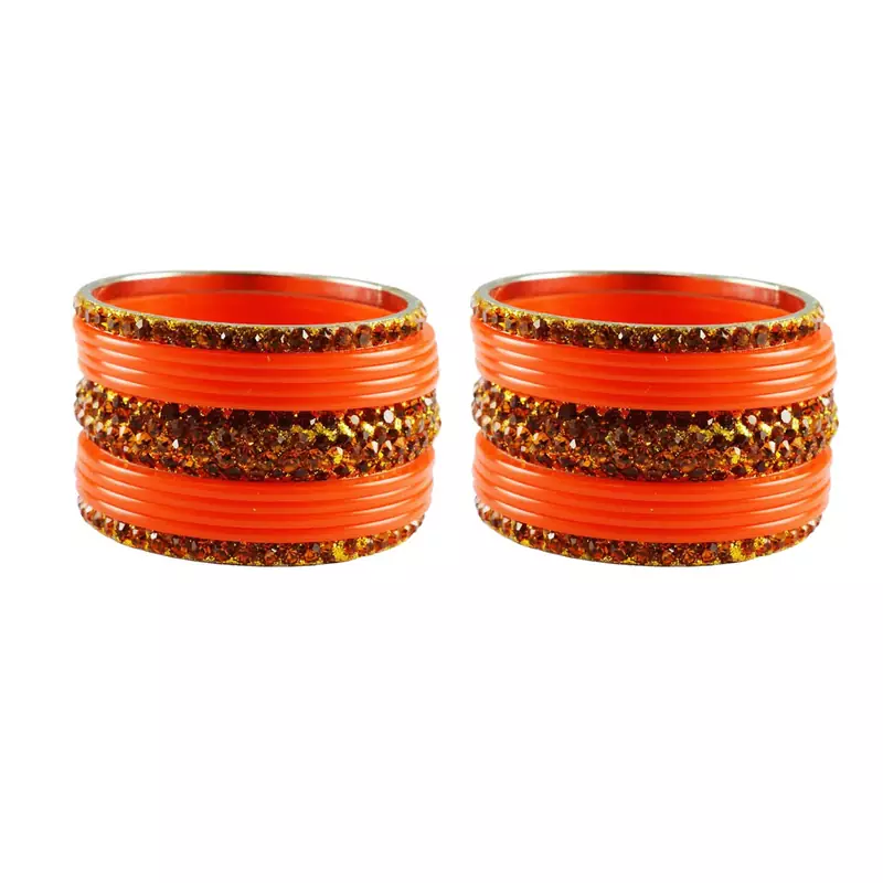 Orange Studded Jewellery Crystal Bangles And Bracelets