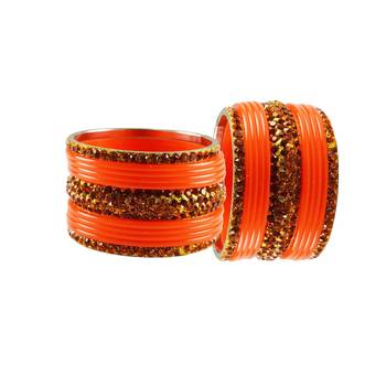 Orange Studded Jewellery Crystal Bangles And Bracelets 2