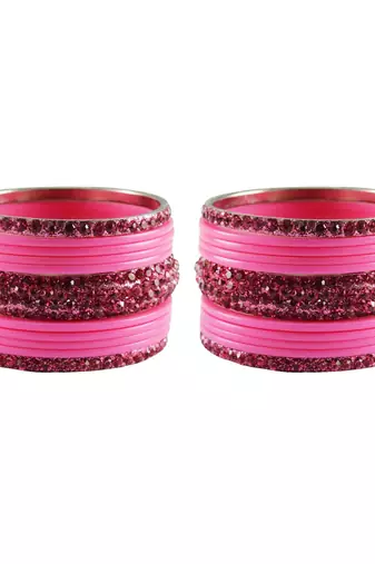 Pink Studded Jewellery Crystal Bangles And Bracelets