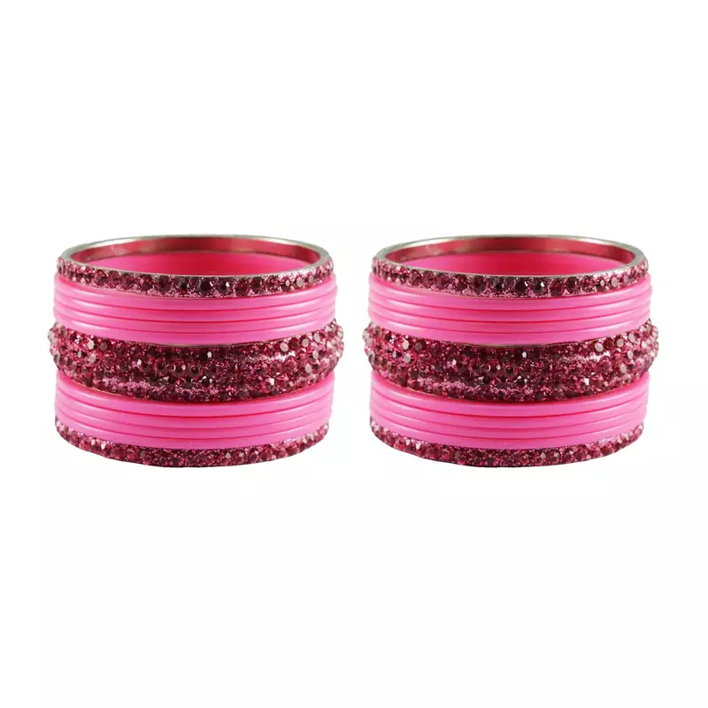 Pink Studded Jewellery Crystal Bangles And Bracelets