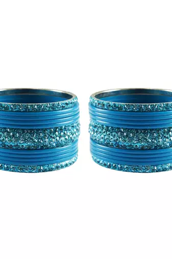 Blue Studded Jewellery Crystal Bangles And Bracelets