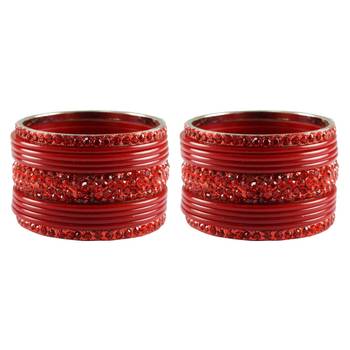 Red Studded Jewellery Crystal Bangles And Bracelets 1